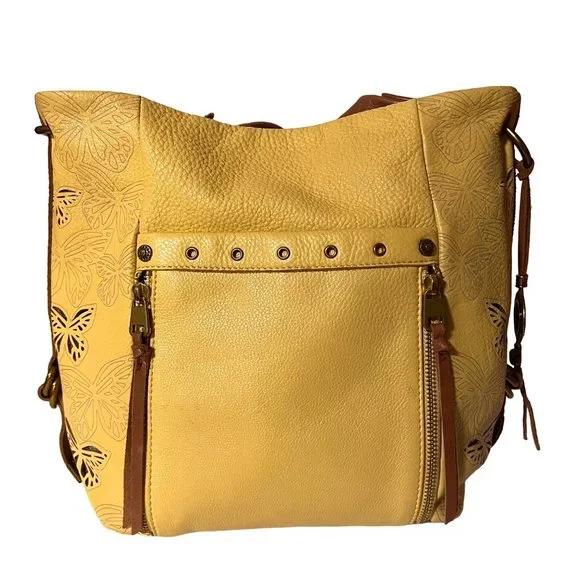 Vintage THE SAK COLLECTIVE Yellow Leather Hobo Shoulder Bag - Picture 16 of 16